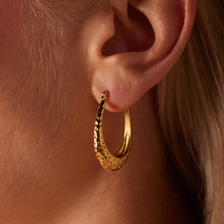 Stalen goldplated oorringen chunky bewerkt voor dames