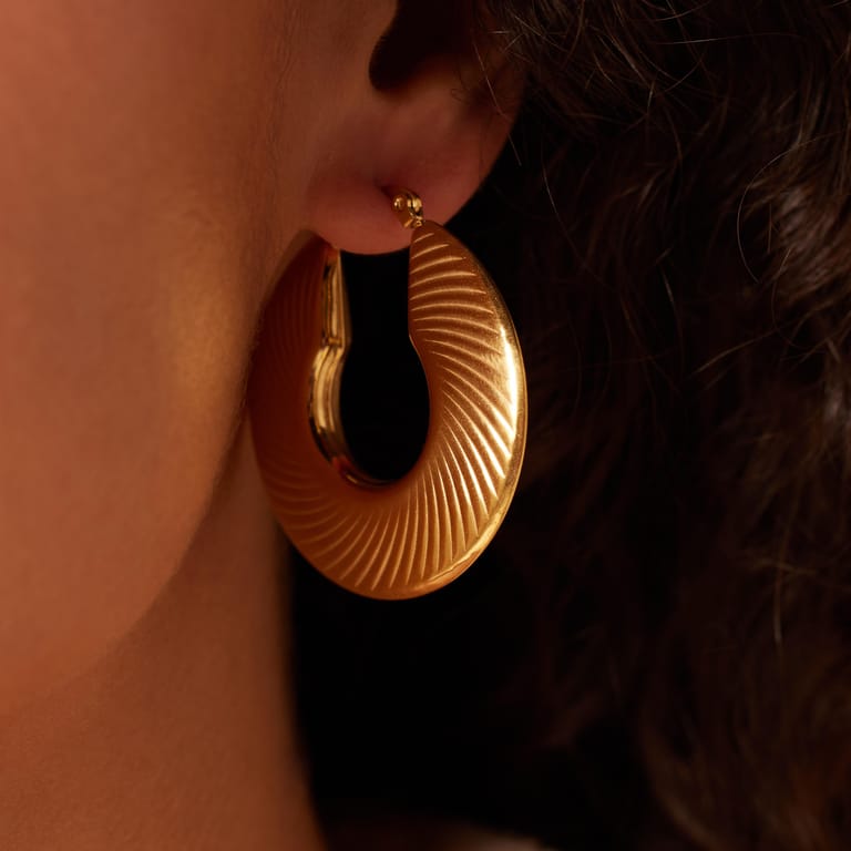 Stalen goldplated oorringen plat voor dames