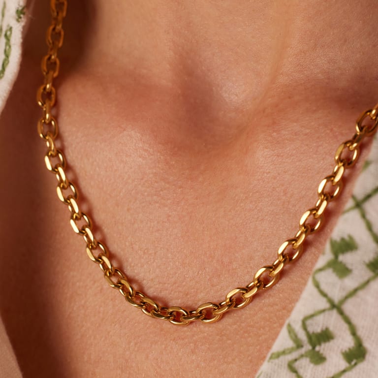 Stalen goldplated ketting voor dames