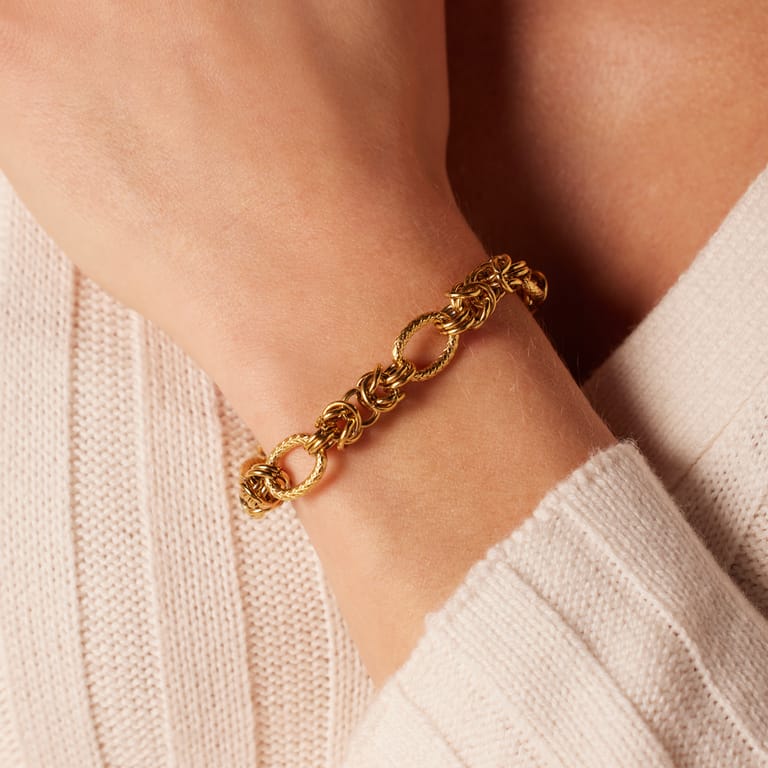 Stainless steel goldplated armband met bewerking