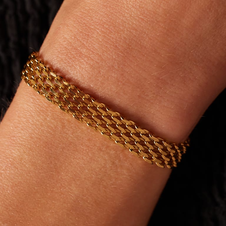 Armband aus Edelstahl, vergoldet, breit