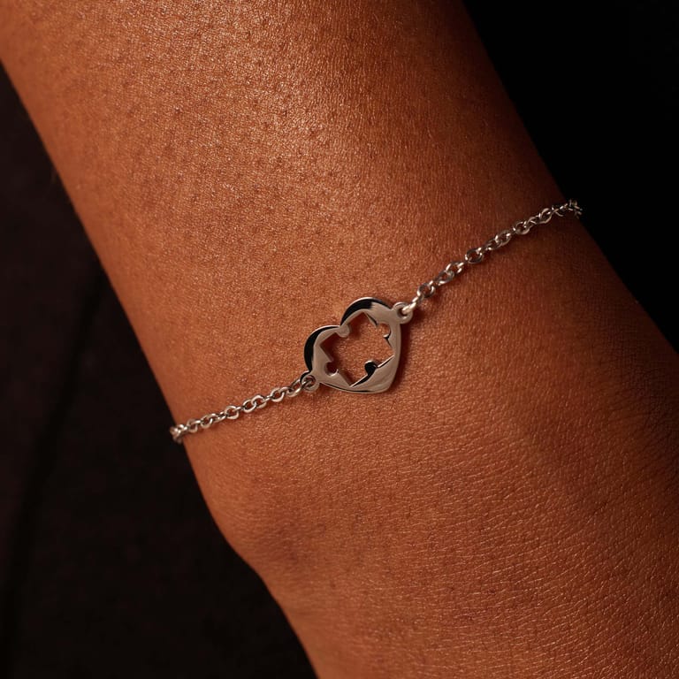 Armbänder aus Edelstahl, Mutter/Tochter, durchbrochenes Herz