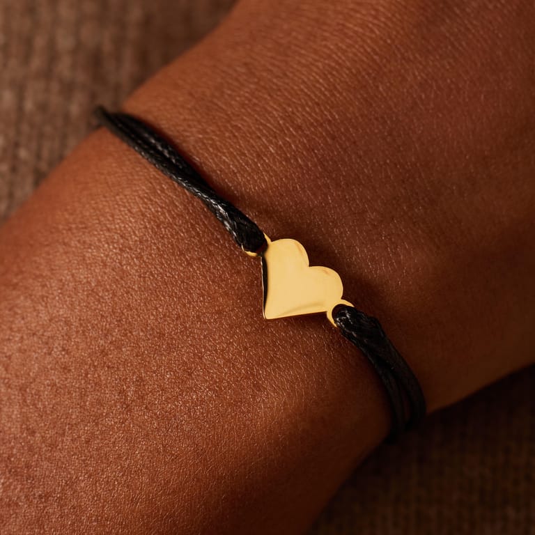 Stalen goldplated set koordarmbanden hart voor dames