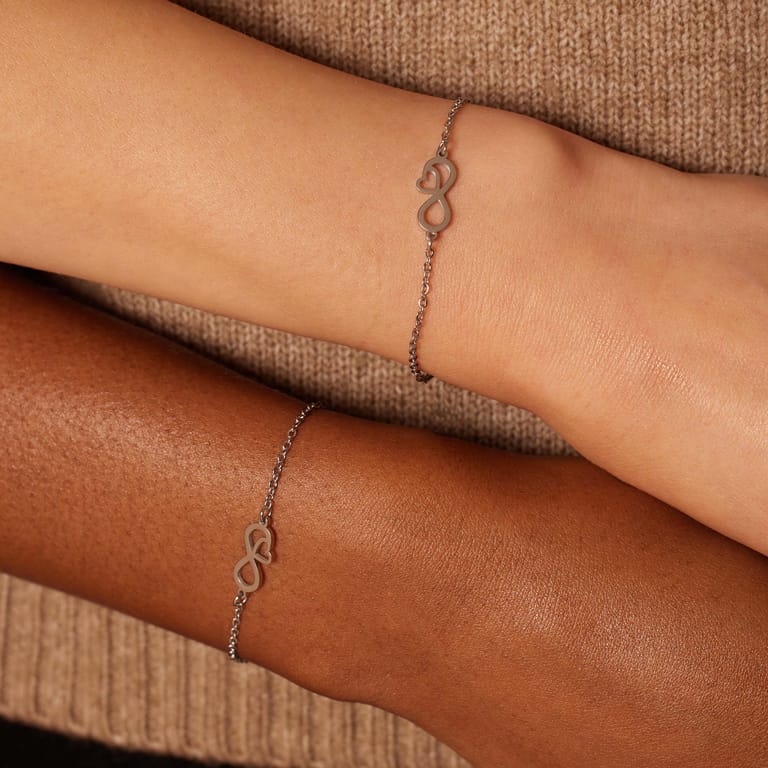Stalen armbanden Moeder/Dochter infinity/hart