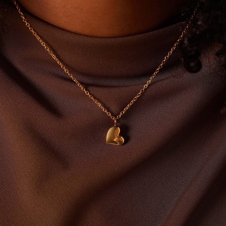 Stalen goldplated ketting met hanger hart voor dames