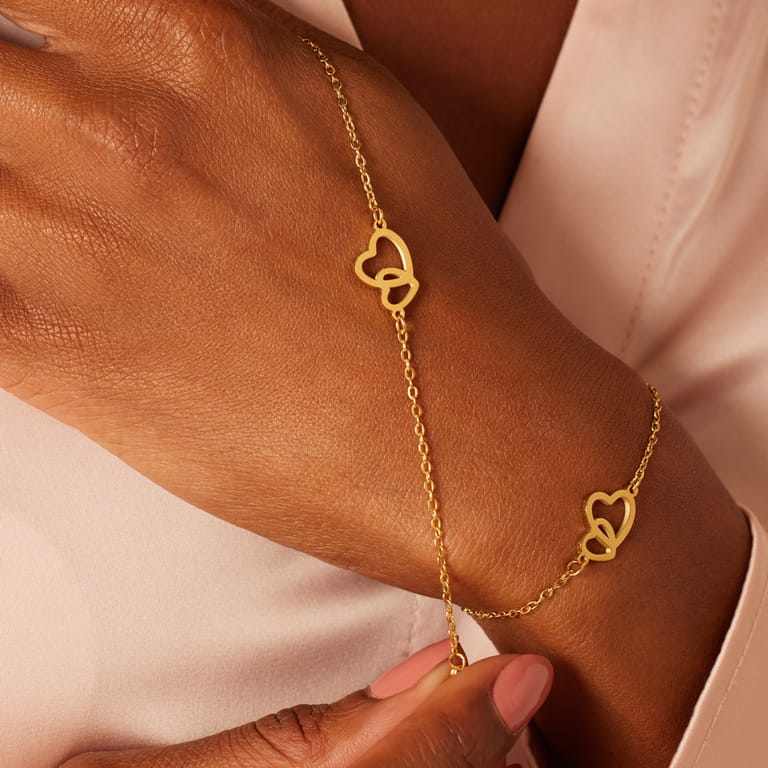 Stainless steel goldplated armbanden Moeder/Dochter hart