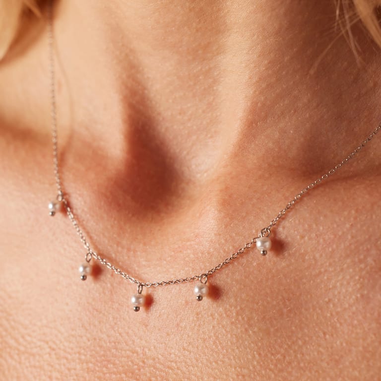 Myla stalen ketting met parels voor dames
