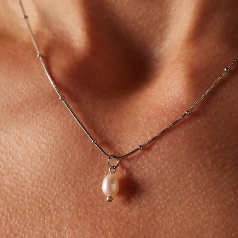 Myla stalen ketting met parel voor dames
