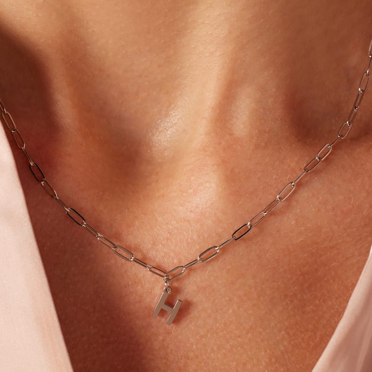 Stalen ketting closed forever met letter H