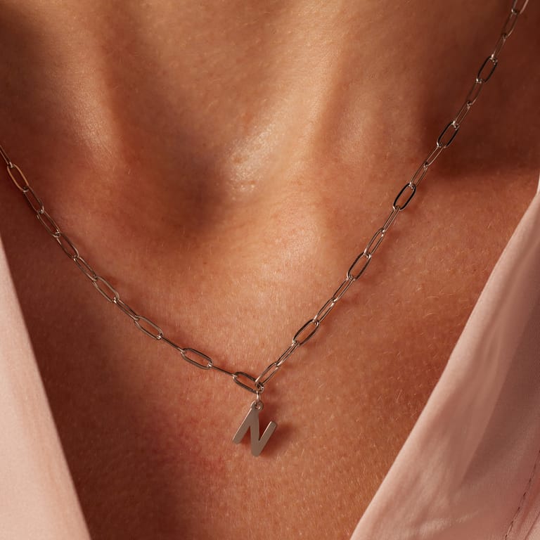 Stainless steel ketting closed forever met letter N