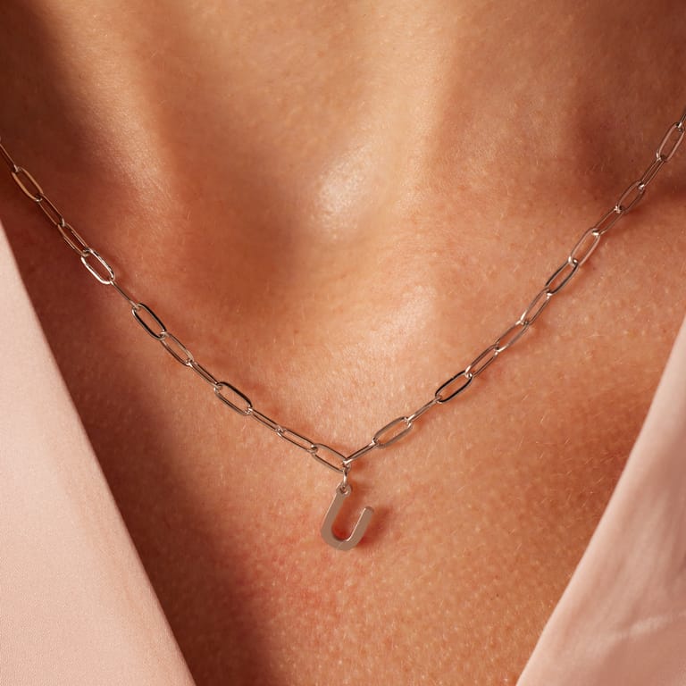 Stainless steel ketting closed forever met letter U