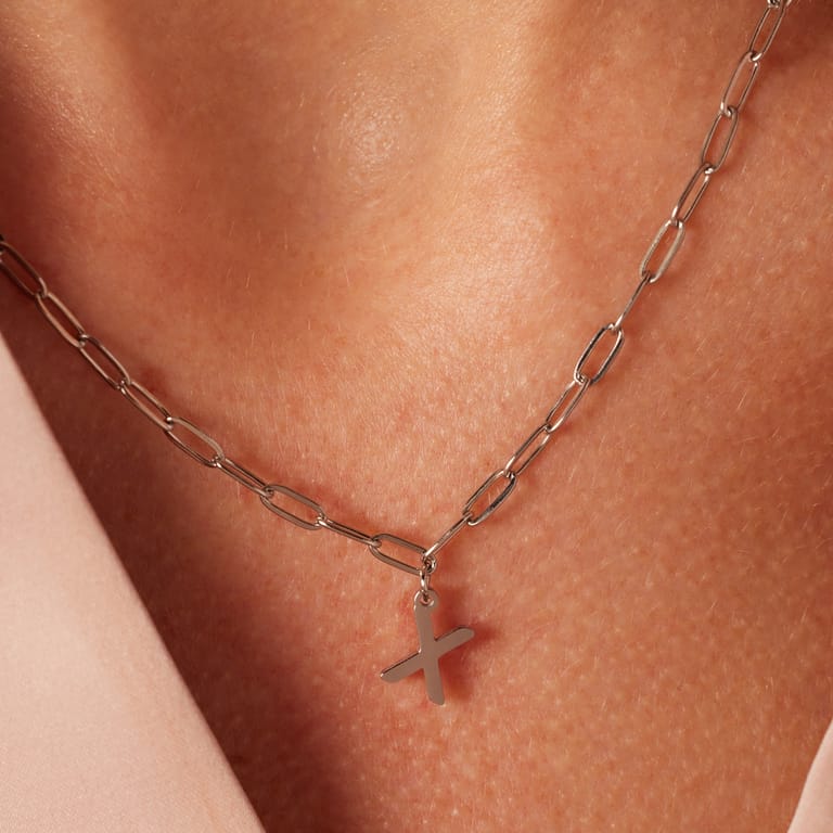 Stainless steel ketting closed forever met letter X