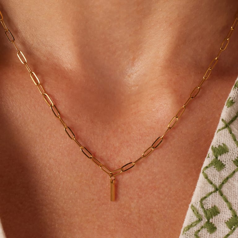 Stainless steel goldplated ketting met hanger letter I voor dames