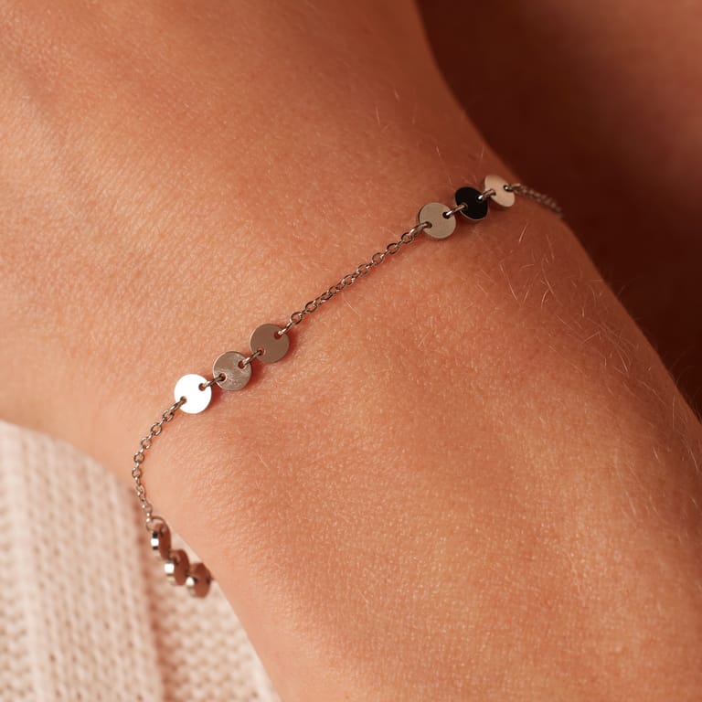 Stainless steel armband met hanger plat/rond