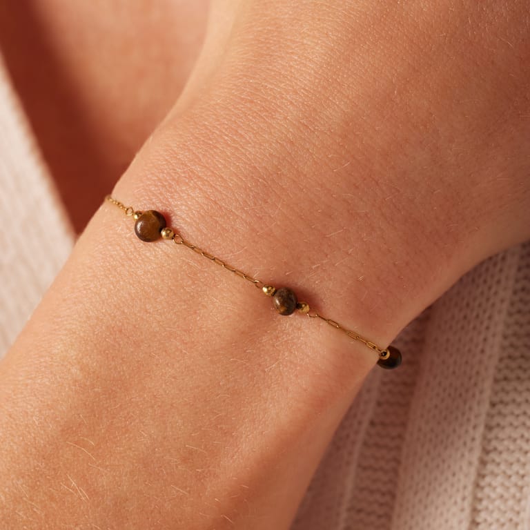 Stainless steel goldplated armband met steen multi