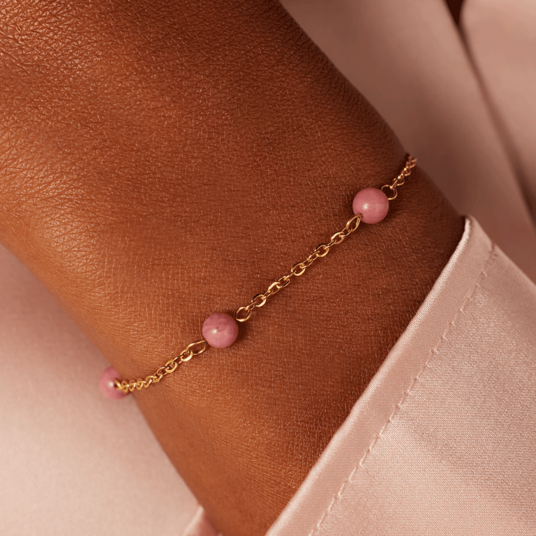 Stalen goldplated fantasiearmband rhodoniet voor dames