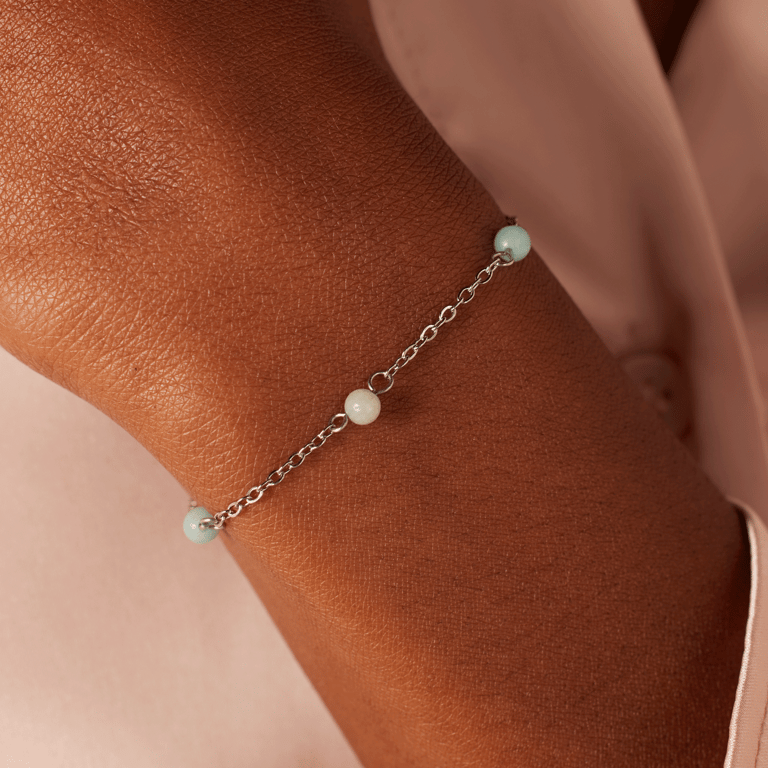 Stalen armband gemstone Amazonite