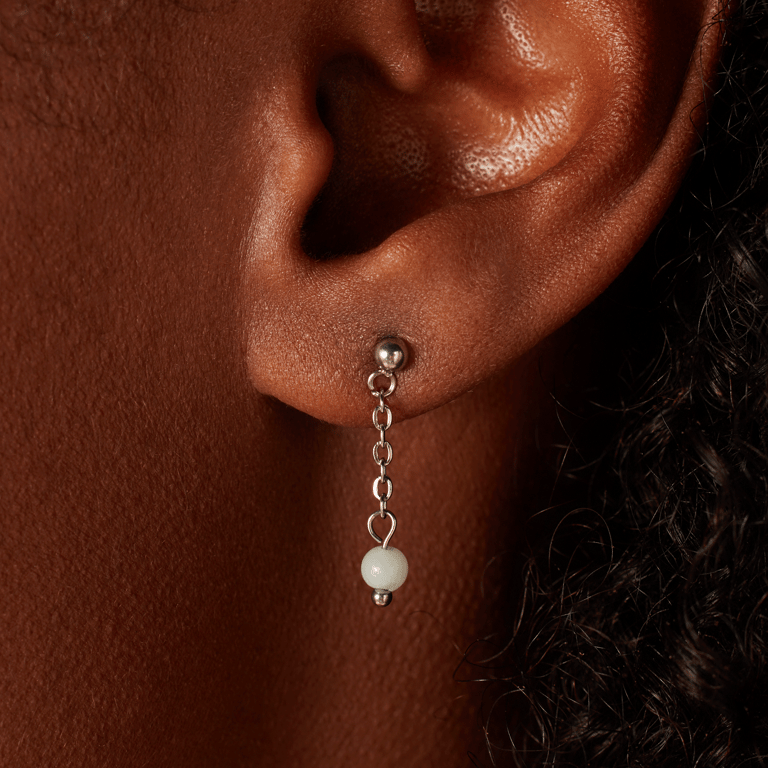 Stalen oorknoppen gemstone amazonite voor dames