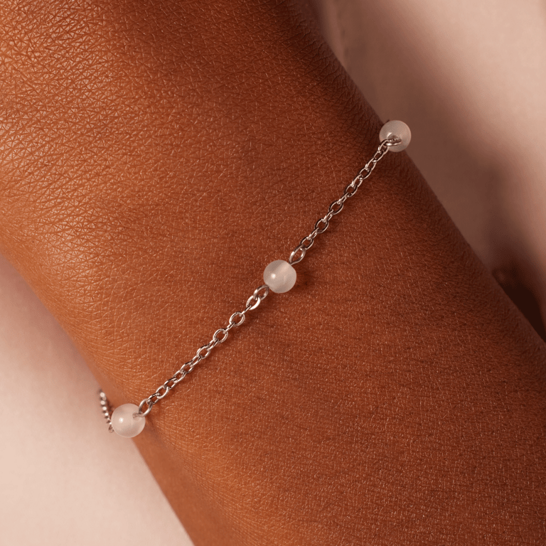 Armband aus Edelstahl, weißer Achat