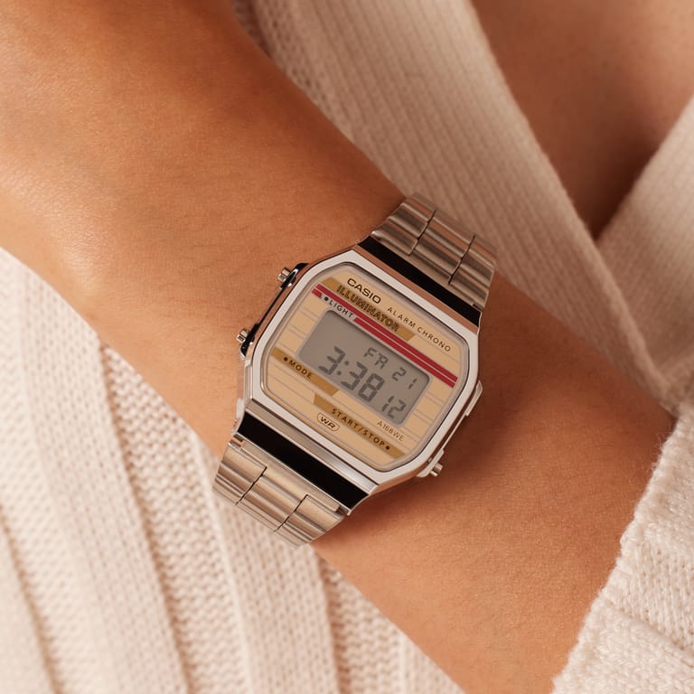 Casio Armbanduhr im Retrolook, Silber, A168WEHA-9AEF