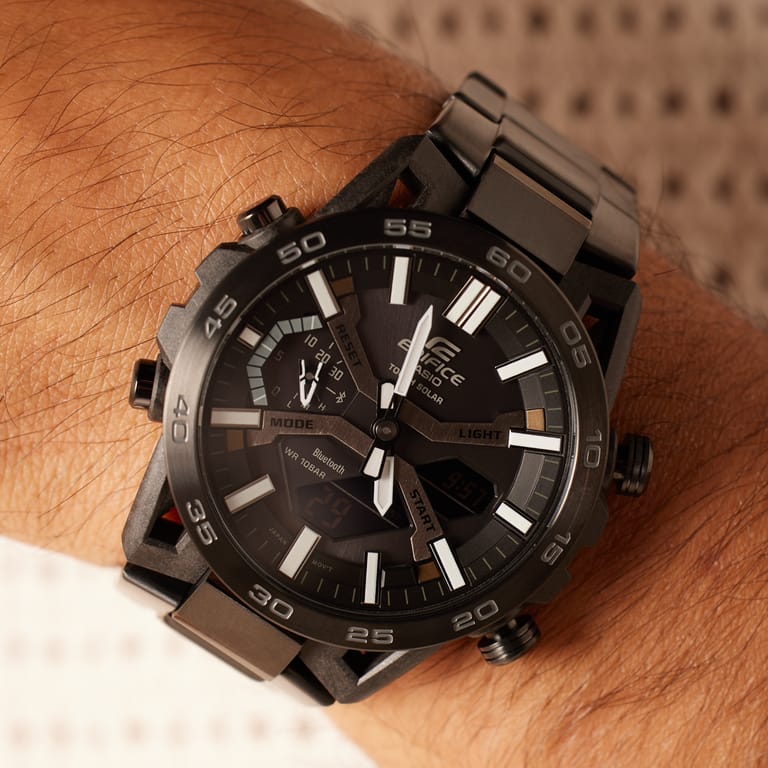 Edifice horloge stalen band zwart ECB-2000DC-1BEF