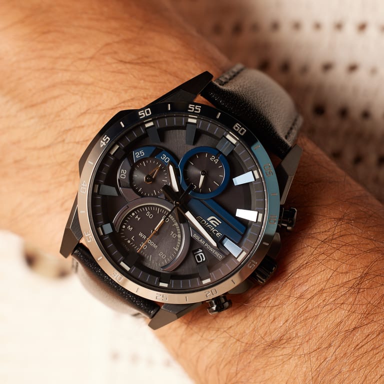 Edifice solar horloge leren band zwart EQS-940NL-1AVUEF