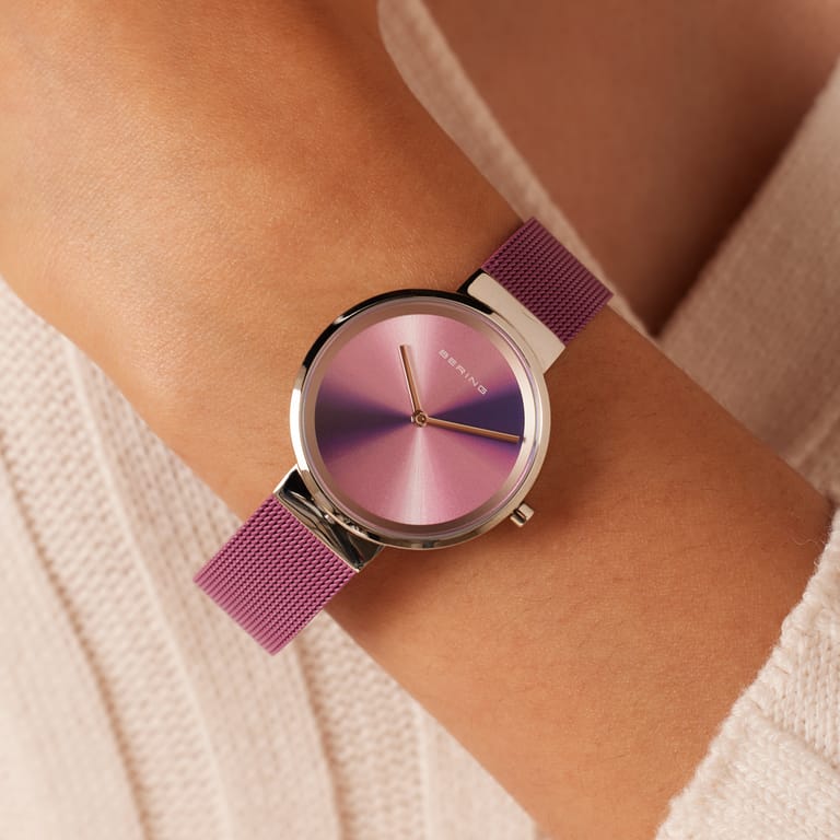 Bering Uhr mit Armband aus Mesh, Lila, 19031-909