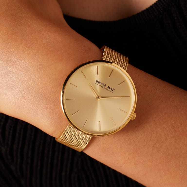 Donna Mae Uhr mit Armband aus Mesh, goldfarben