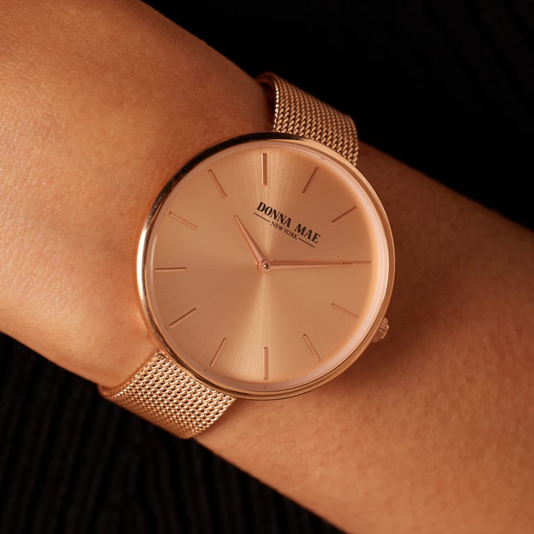 Donna Mae horloge mesh band rosé-kleurig