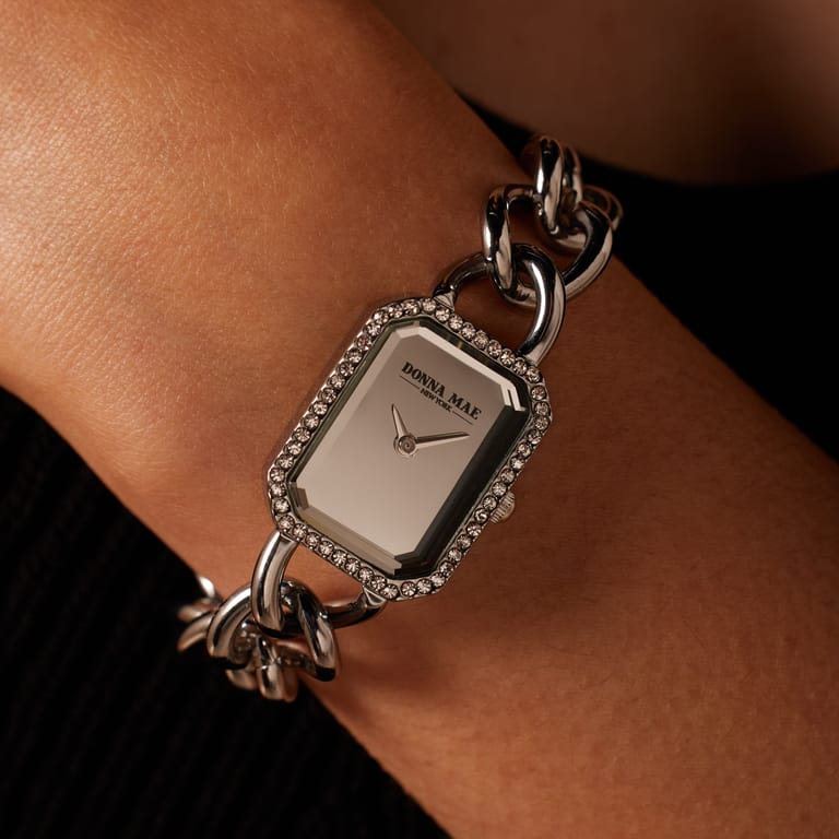 Donna Mae horloge zilverkleurig schakelband