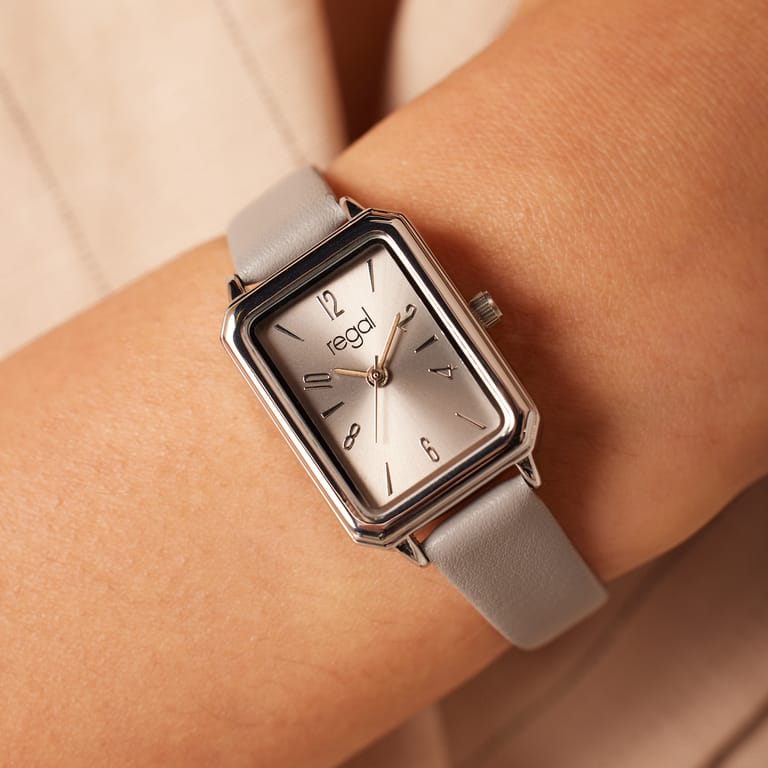 Regal dames horloge met grijze band