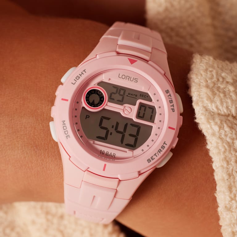 Lorus Digitaluhr mit Silikonarmband, Rosa, R2385PX9