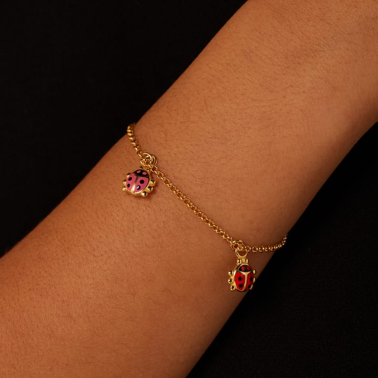 Zilveren goldplated kinderbedelarmband met hanger