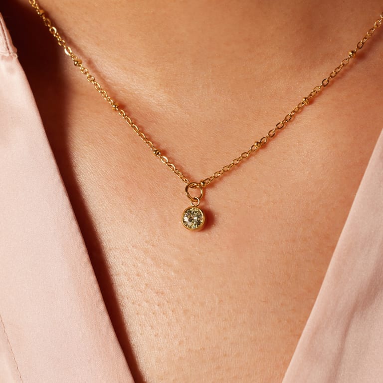 Stainless steel goldplated ketting met hanger geboortesteen November voor dames