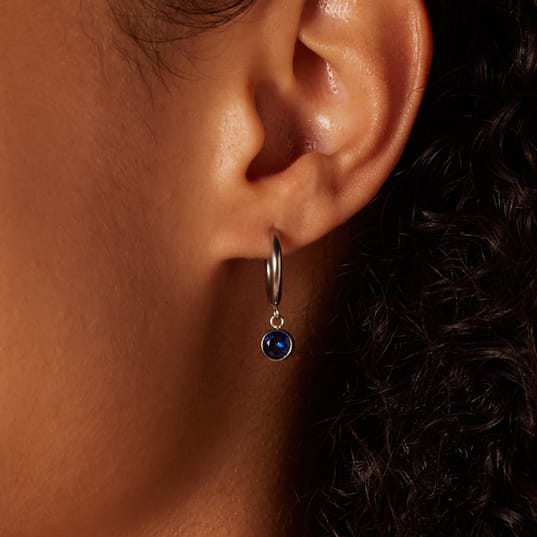 Stainless steel oorbellen met geboortesteen september