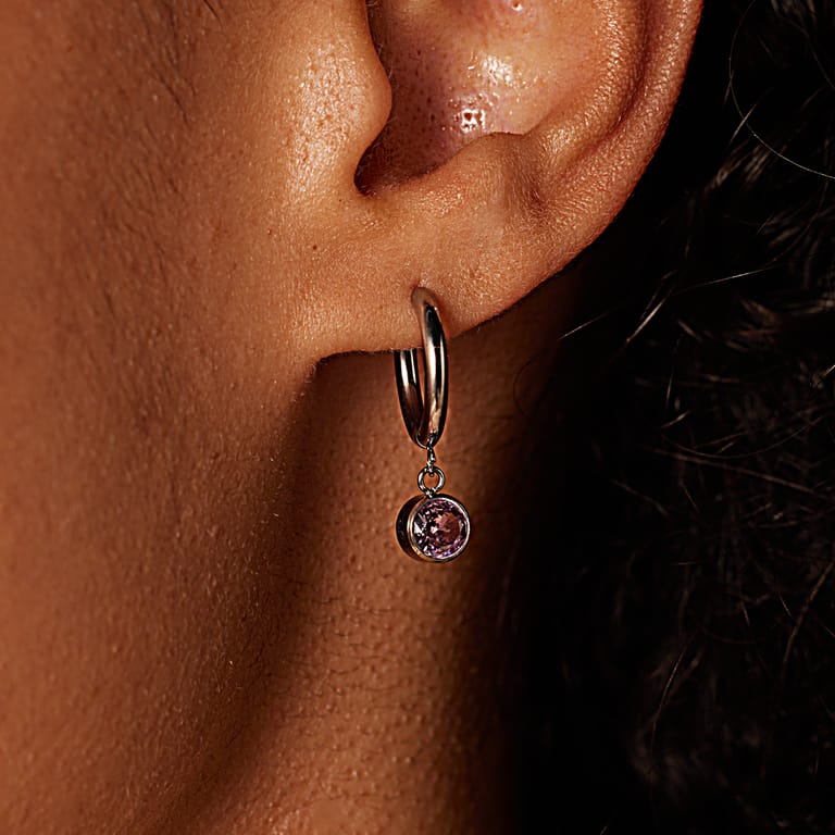 Stainless steel oorbellen met geboortesteen oktober