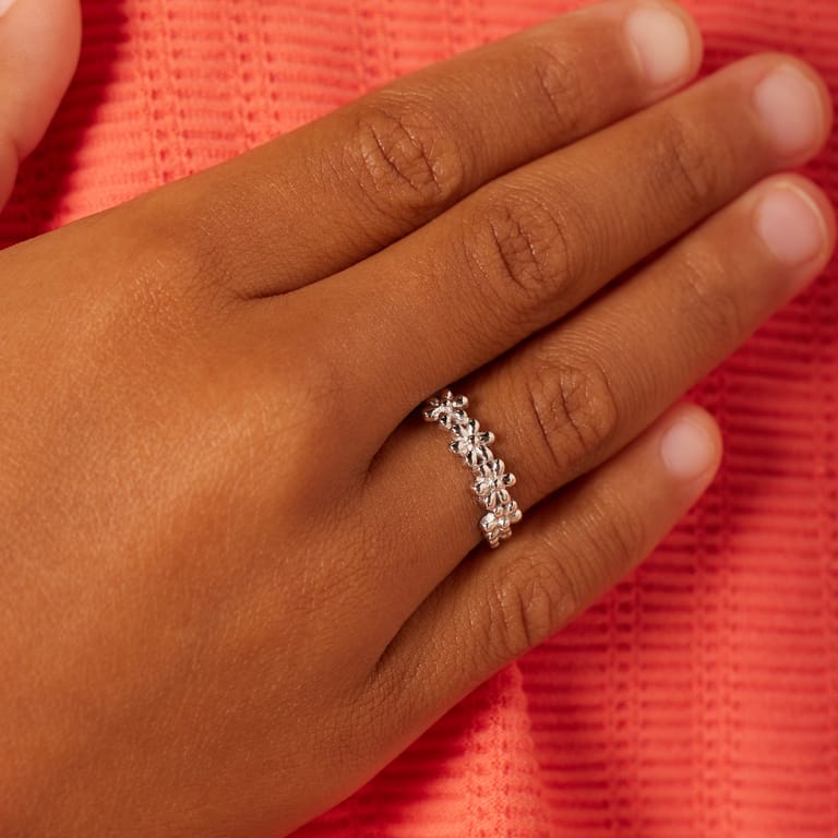 Ring für Kinder aus 925er Silber, Blumen