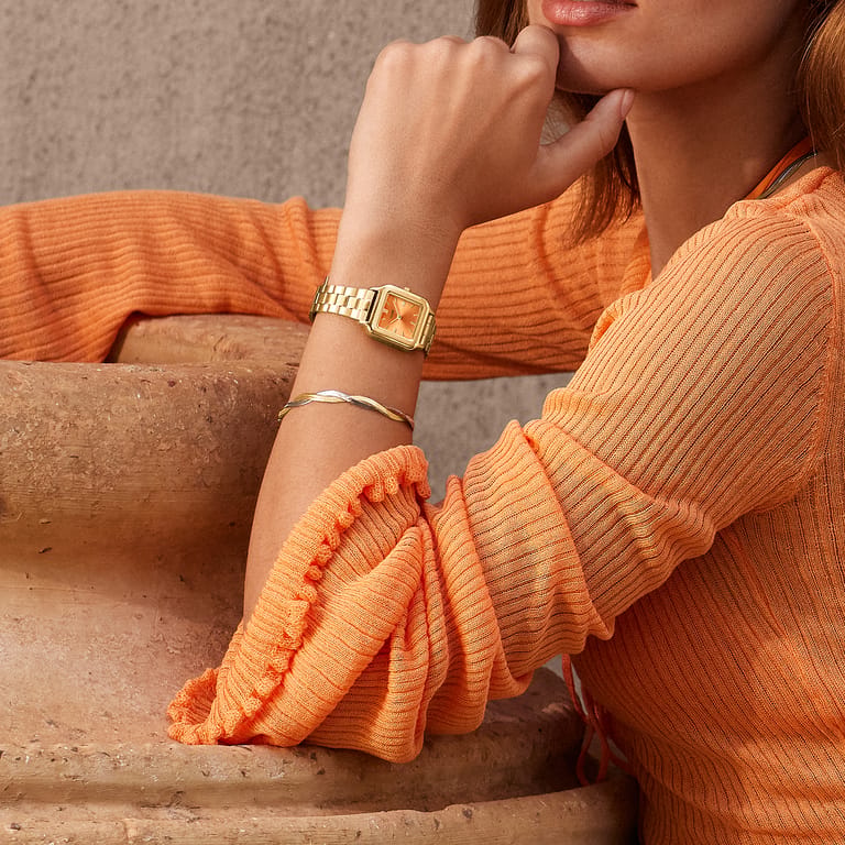 CLUSE - Gracieuse Petite horloge goldplated met apricot