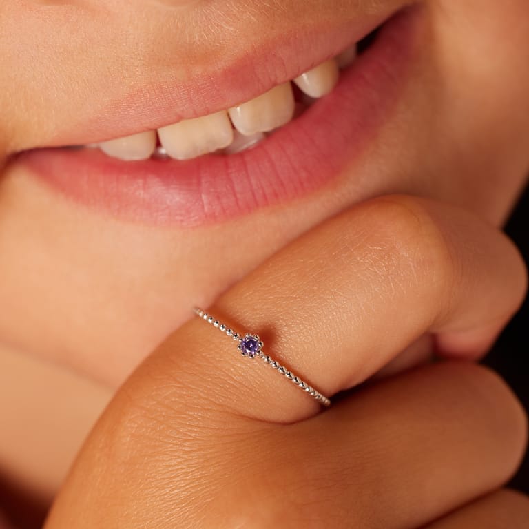 Zilveren ring bol amethyst