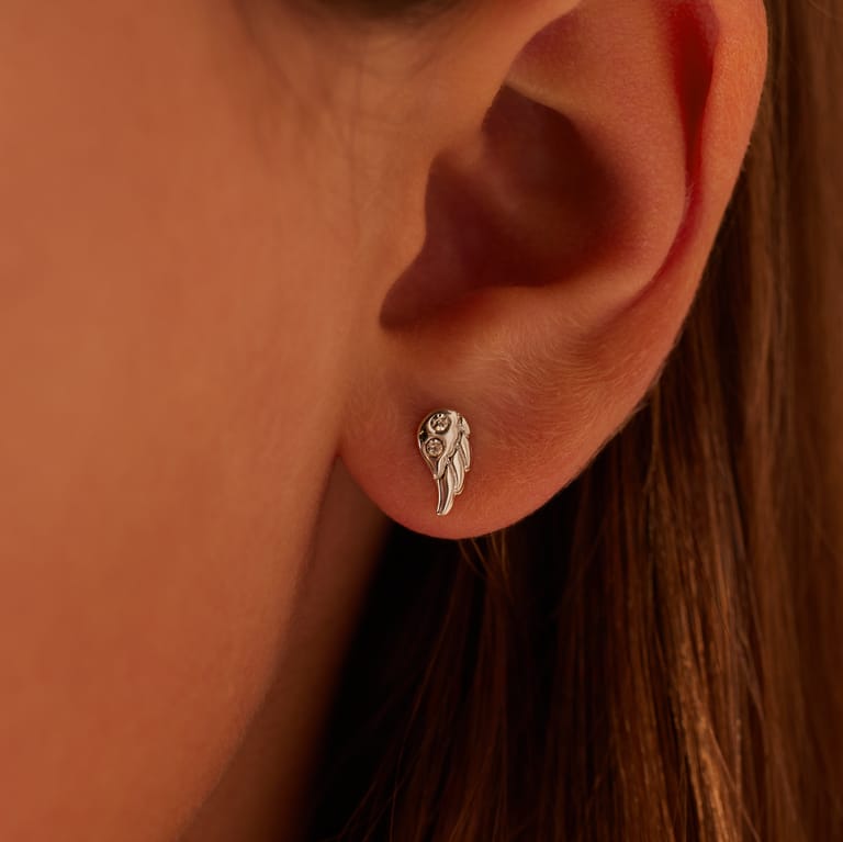 Ohrstecker aus 925er Silber, Flügel, Kristall