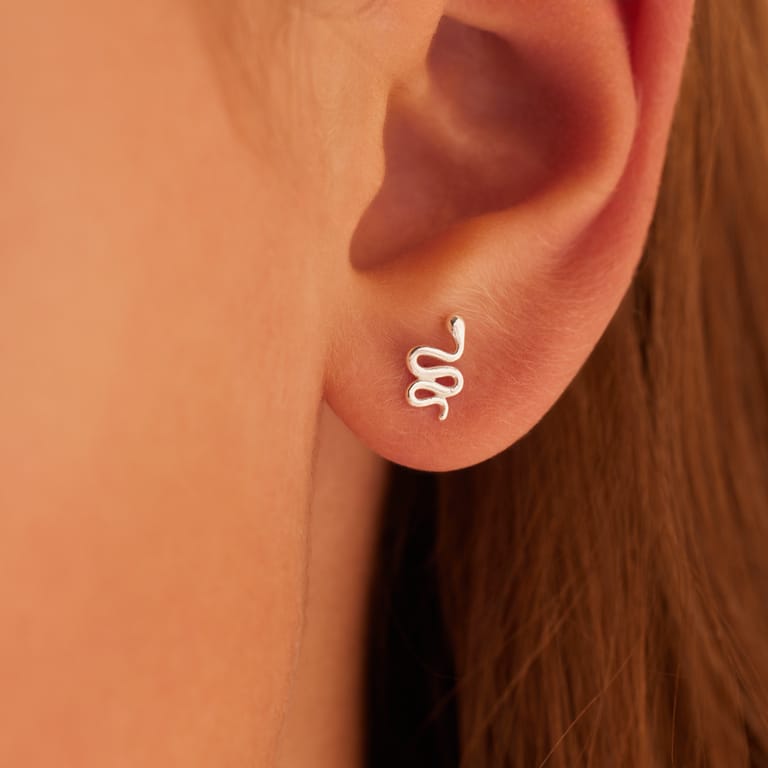 Ohrstecker aus 925er Silber, Schlange