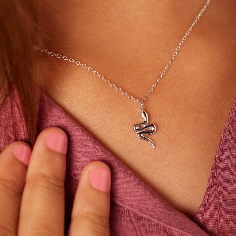 Zilveren ketting met hanger slang