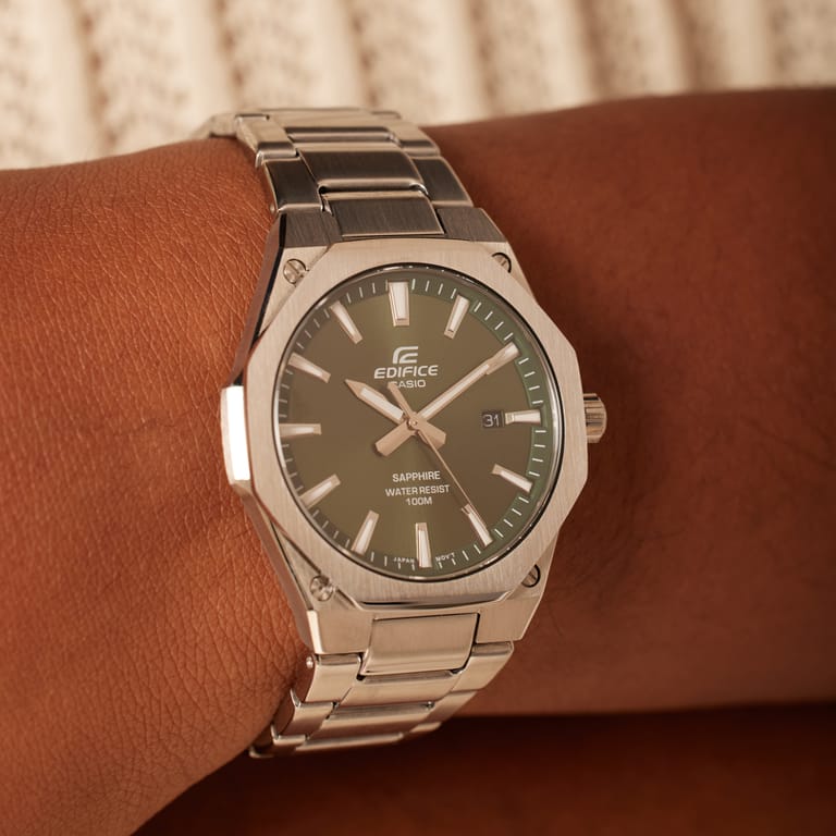 Edifice horloge stainless steel met groen EFR-S108D-3AV