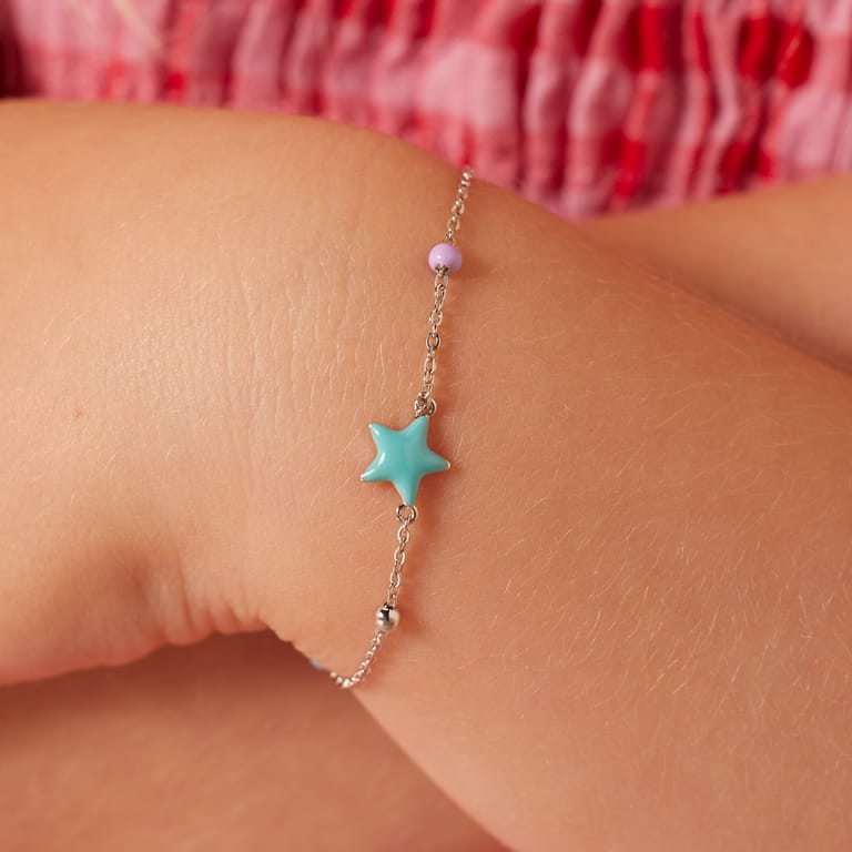 Armband aus 925er Silber, Stern, Emaille, Blau