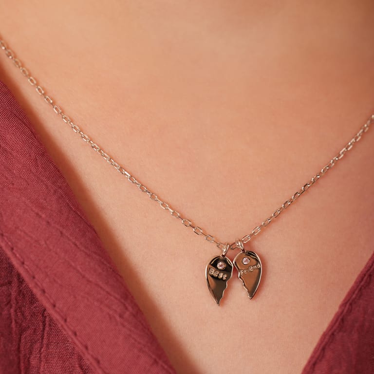 Zilveren ketting breekhart bf zirkonia roze