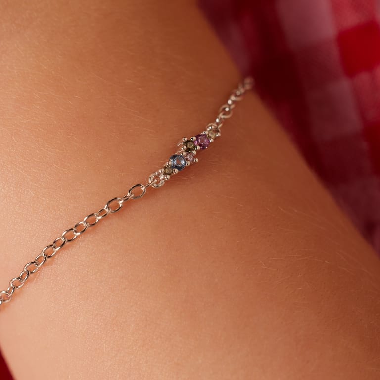 Armband aus 925er Silber, Stange, mehrfarbig