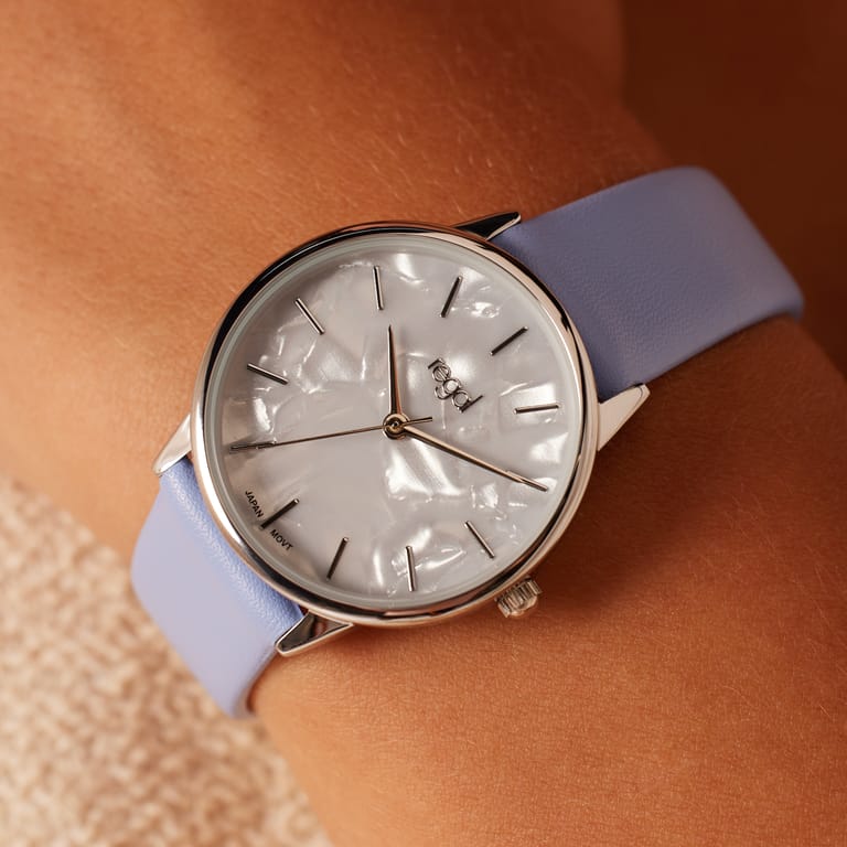 Regal dames horloge blauw, parelmoer wijzerplaat