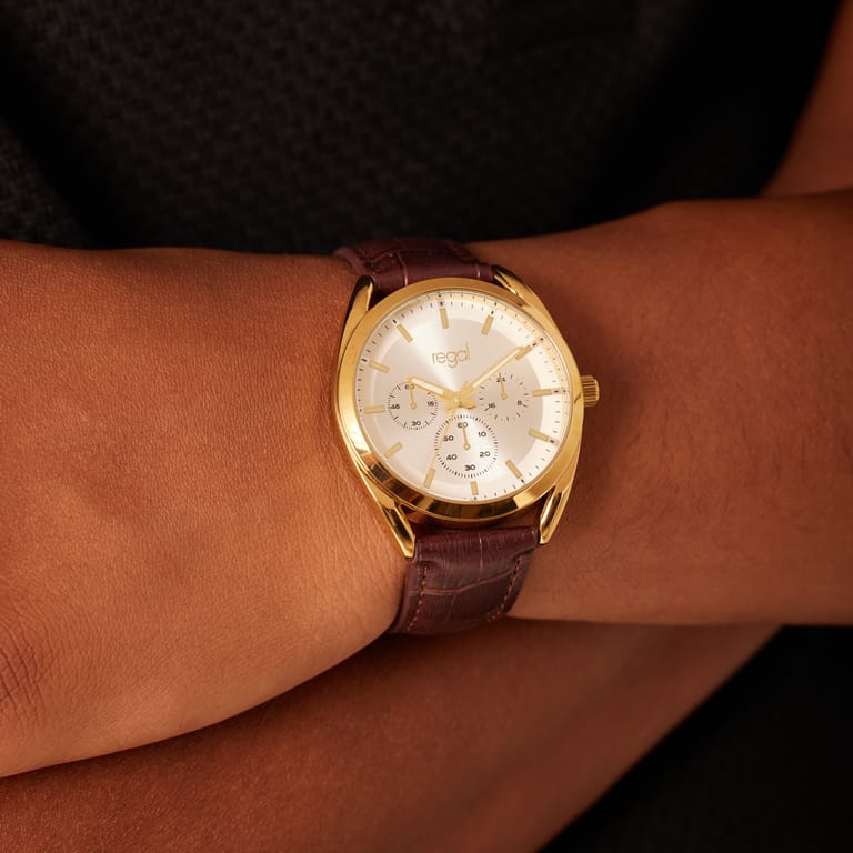 Regal heren horloge met bruine band
