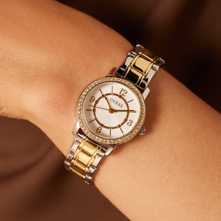 Guess Armbanduhr für Damen aus Edelstahl, zweifarbig, MELODY, GW0468L4