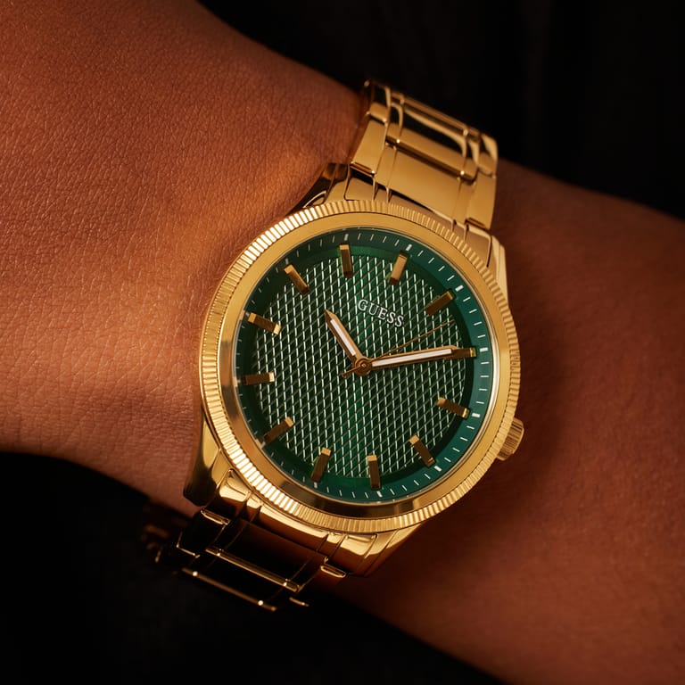 Guess Armbanduhr für Herren aus Edelstahl, goldfarben, DEX, GW0626G2